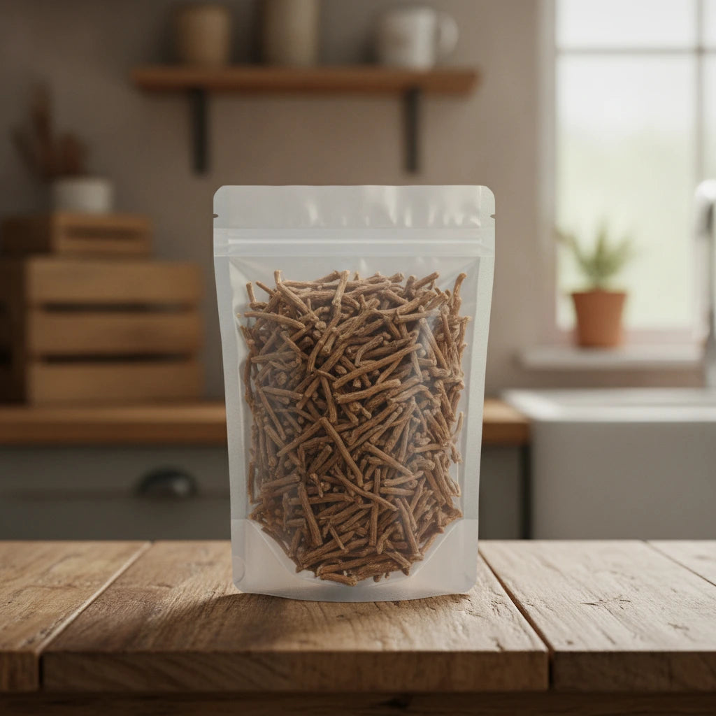 Altai Anemone Rhizome Pieces (Anemone Altaica) | The herb/berry/powder/fruit/root/bark that is in the black bowl, i would like it to shown in a plastic stand up resalable pouch that is clear.