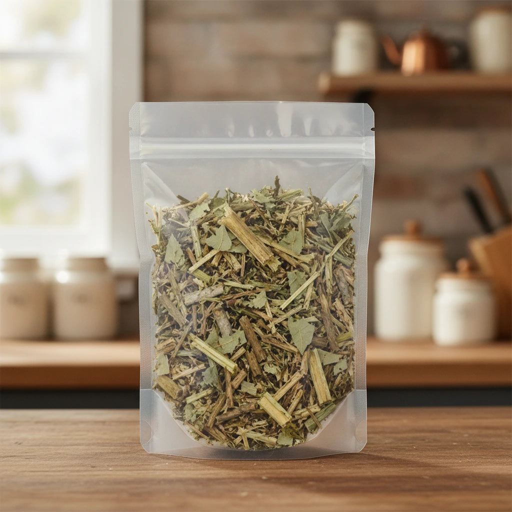 Arthritis Herbal Tea | The herb/powder/tea that is in the black bowl, i would like it to shown in a plastic stand up resalable bag that is clear.