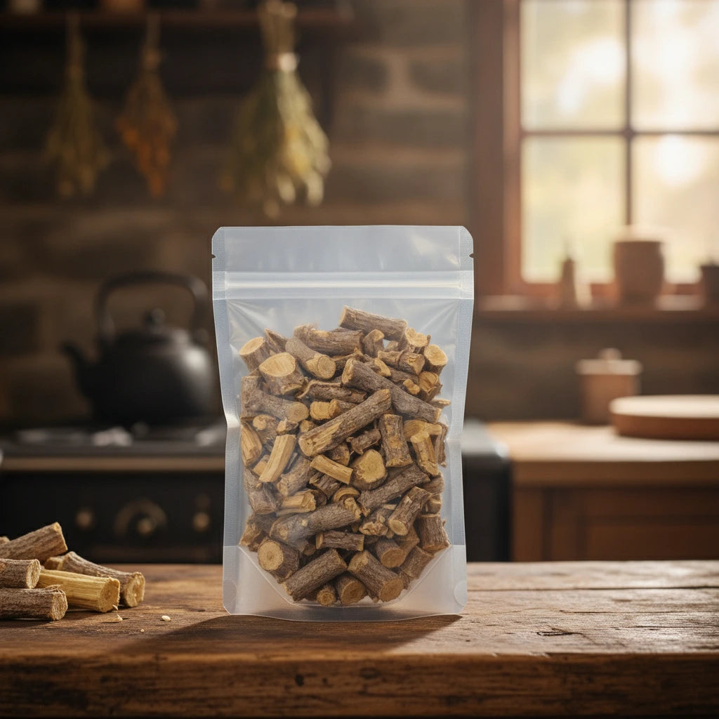 Bitter Bark Whole (Castela Erecta Turp.) | The herb/berry/powder/fruit/root/bark that is in the black bowl, i would like it to shown in a plastic stand up resalable pouch that is clear.