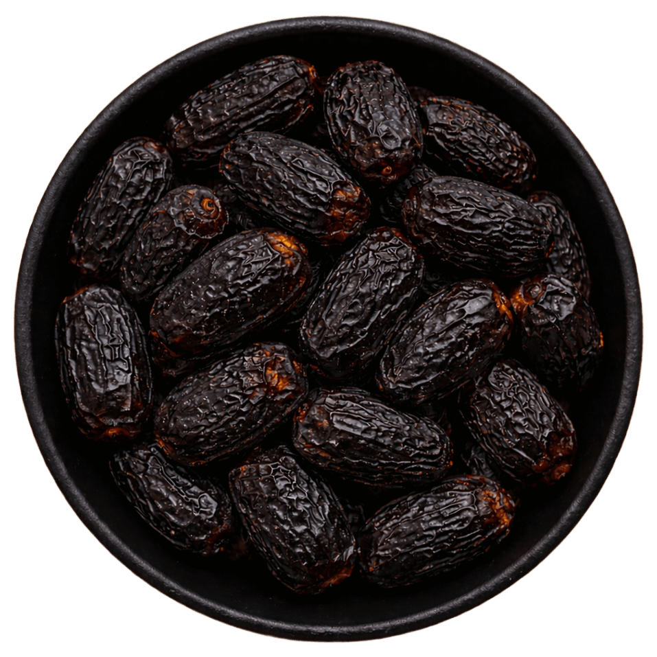 Black Dates Whole (Smoked) (Ziziphus Jujuba) (Background Removed)