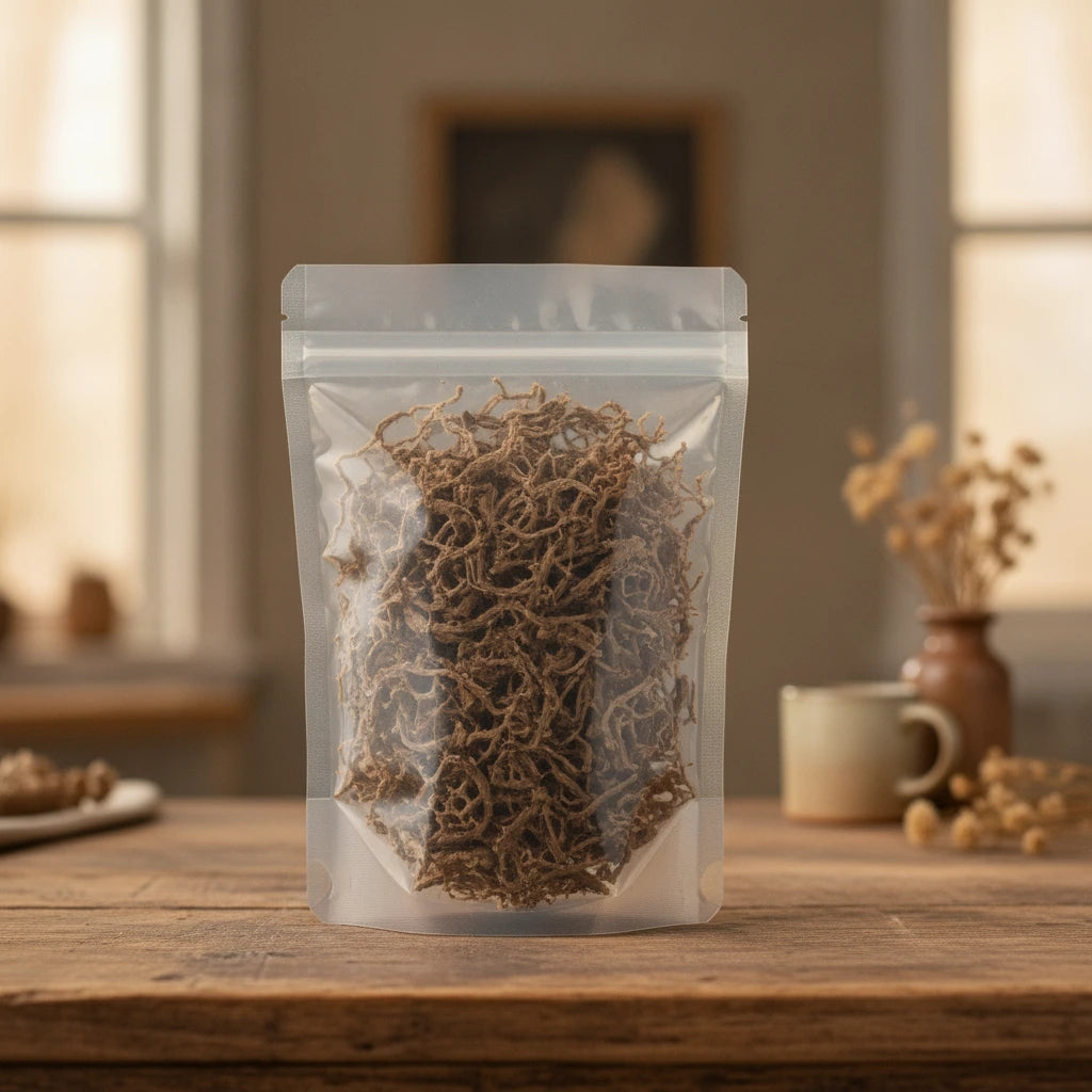 Black Pepper Root Whole (Piper Nigrum) | The herb/berry/powder/fruit/root/bark that is in the black bowl, i would like it to shown in a plastic stand up resalable pouch that is clear.