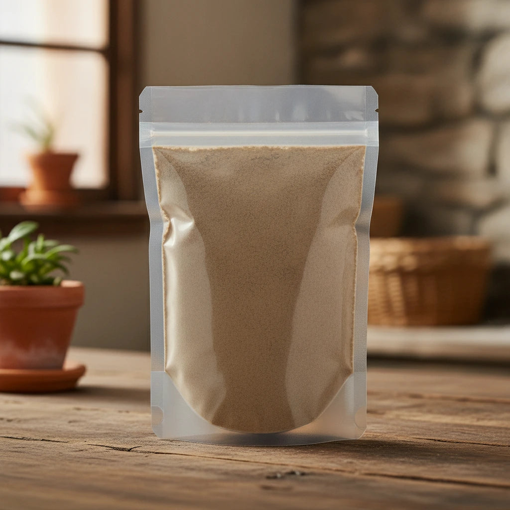 Blue Vervain Powder (Verbena Hastata) | The herb/berry/powder/fruit/root/bark that is in the black bowl, i would like it to shown in a plastic stand up resalable pouch that is clear.