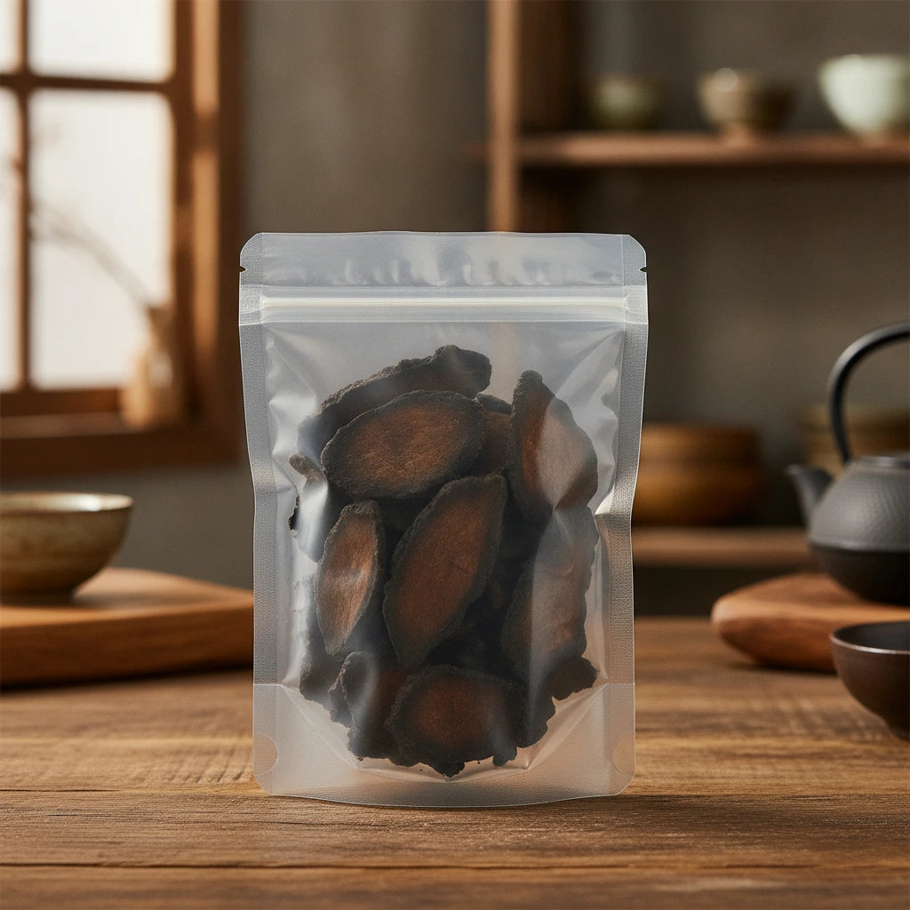 Broomrape Stem Pieces (Cistanche Deserticola) | The herb/berry/powder/fruit/root/bark that is in the black bowl, i would like it to shown in a plastic stand up resalable pouch that is clear.