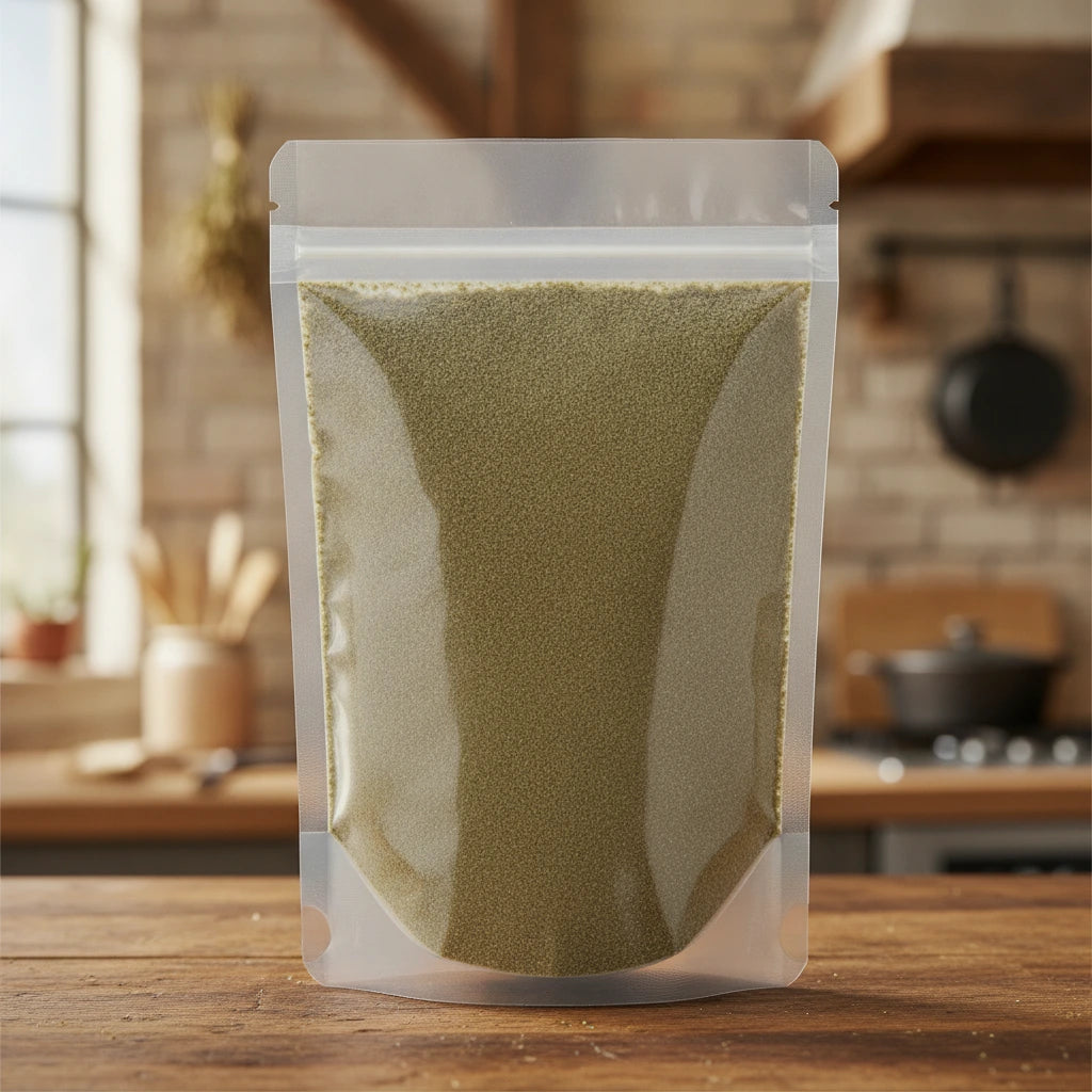 Celery Seed Whole (Apium Graveolens) | The herb/berry/powder/fruit/root/bark/seeds that is in the black bowl, i would like it to shown in a plastic stand up resalable pouch that is clear.