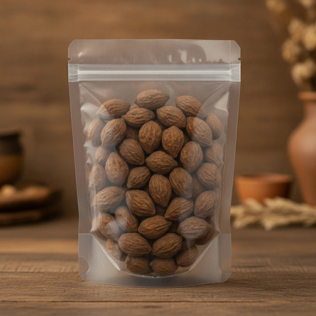Chebule Fruit Whole (Terminalia Chebula) | The herb/berry/powder/fruit/root/bark that is in the black bowl, i would like it to shown in a plastic stand up resalable pouch that is clear.