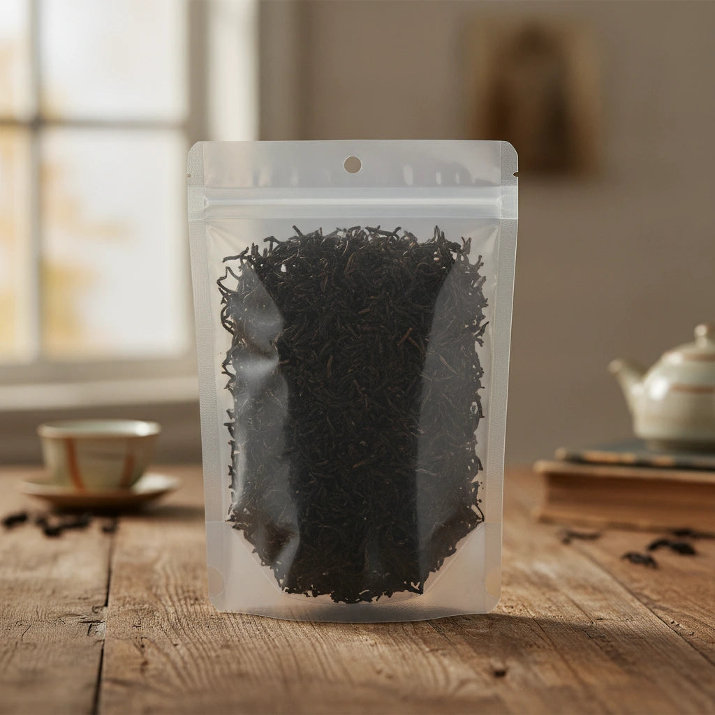 China Black Tea (Camellia Sinensis) | The herb/powder/tea that is in the black bowl, i would like it to shown in a plastic stand up resalable bag that is clear.