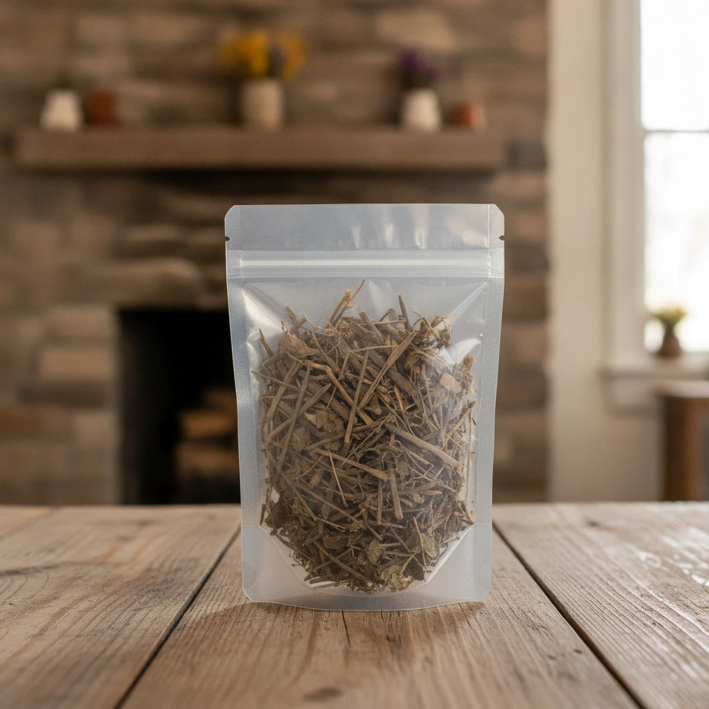 Chinese Red Sage Herb Whole (Salvia Chinensis) | The herb/berry/powder/fruit/root/bark that is in the black bowl, i would like it to shown in a plastic stand up resalable pouch that is clear.