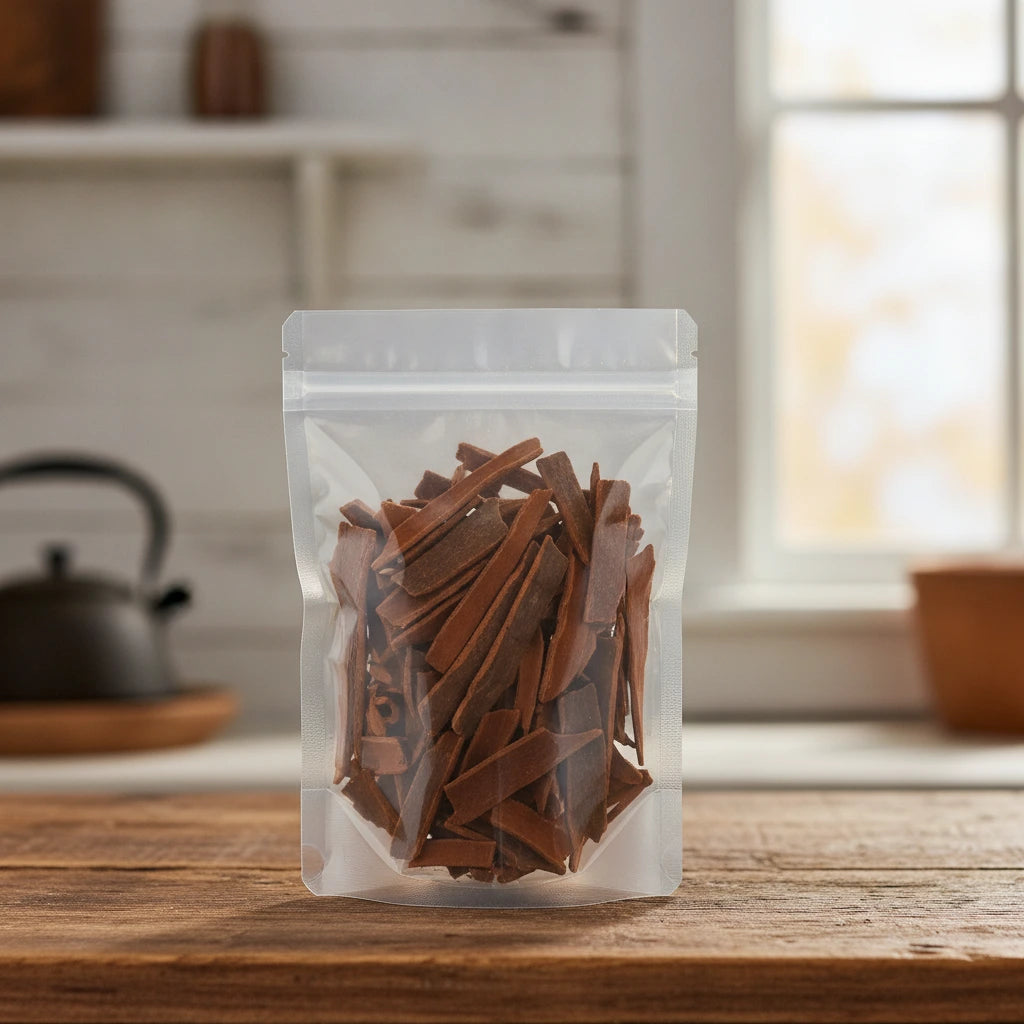 Cinnamon Bark Whole (Cinnamomum Verum) | The herb/berry/powder/fruit/root/bark that is in the black bowl, i would like it to shown in a plastic stand up resalable pouch that is clear.
