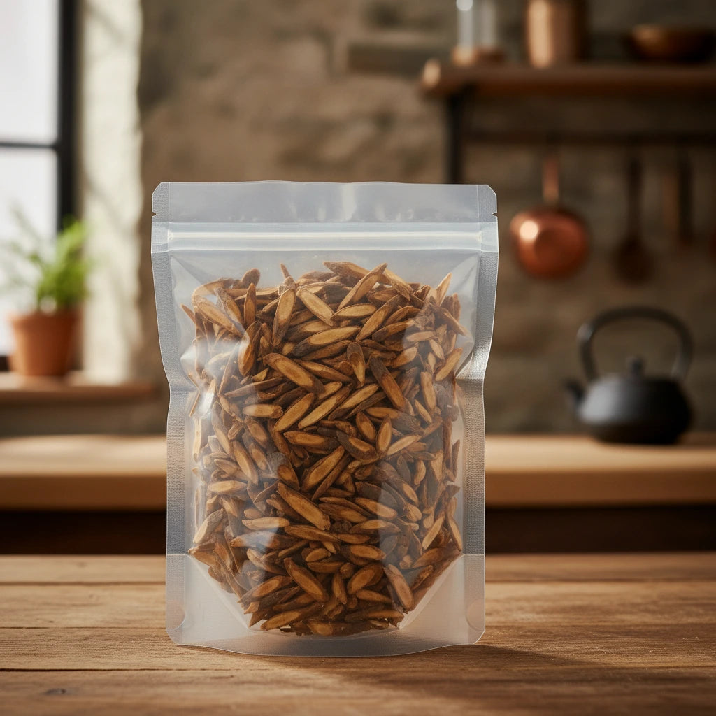 Cinnamon Twig Cut (Ramulus Cinnamomi) | The herb/berry/powder/fruit/root/bark that is in the black bowl, i would like it to shown in a plastic stand up resalable pouch that is clear.