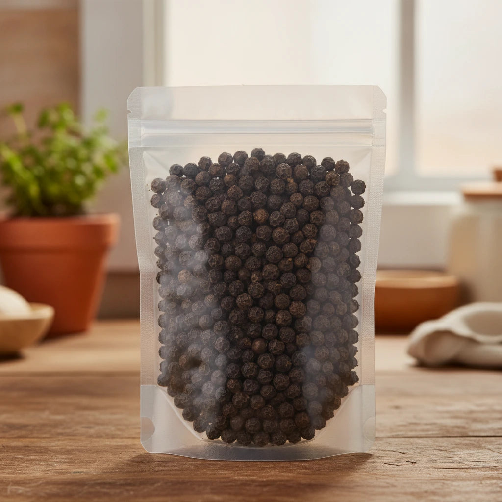 Clausena Fruit Whole (Clausena Excavata) | The herb/berry/powder/fruit/root/bark that is in the black bowl, i would like it to shown in a plastic stand up resalable pouch that is clear.