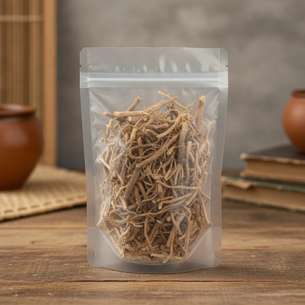 Cynanchum Root Whole (Cynanchum Stauntonii) | The herb/berry/powder/fruit/root/bark that is in the black bowl, i would like it to shown in a plastic stand up resalable pouch that is clear.
