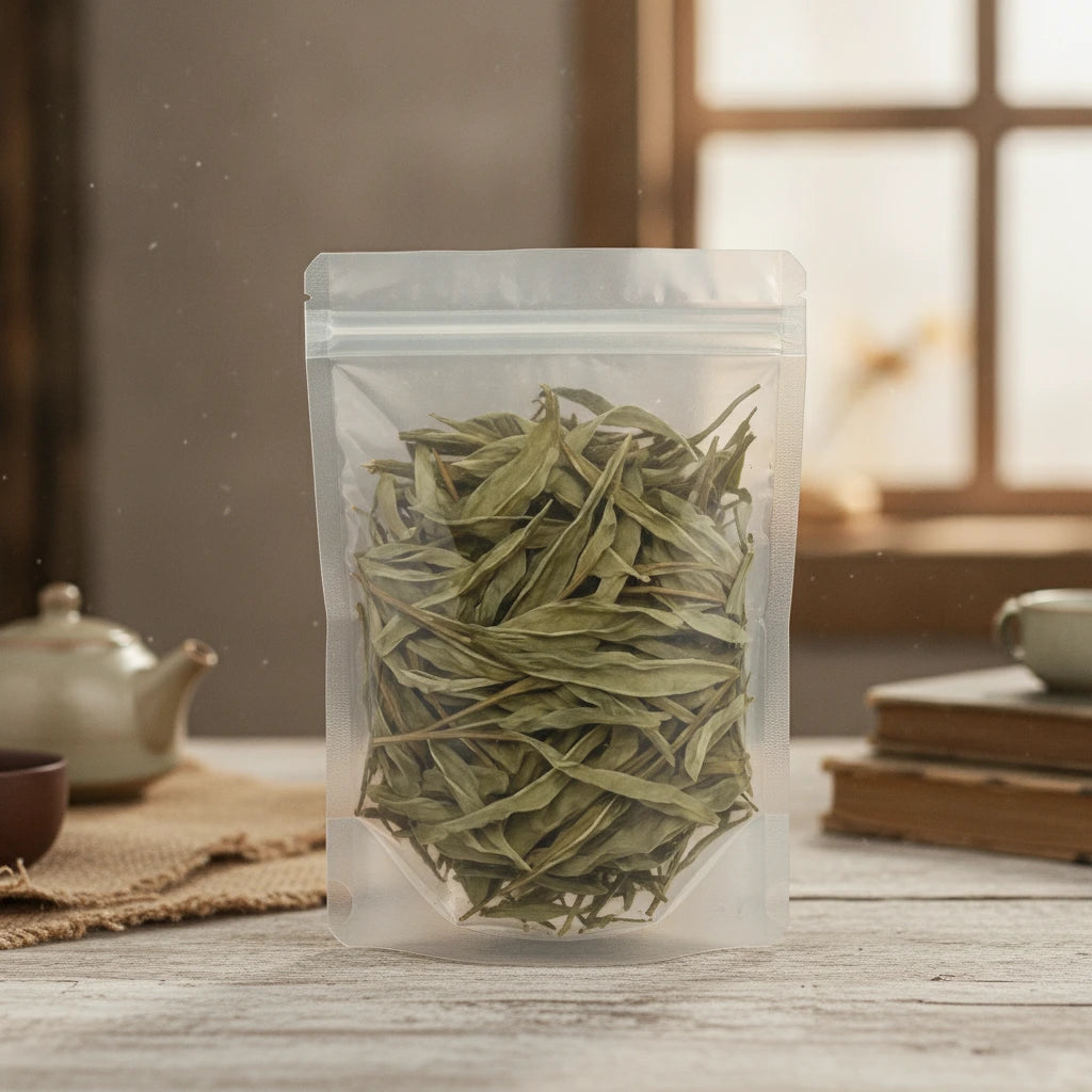 Deer Tongue Whole (Liatris Odoratissima) | The herb/berry/powder/fruit/root/bark that is in the black bowl, i would like it to shown in a plastic stand up resalable pouch that is clear.