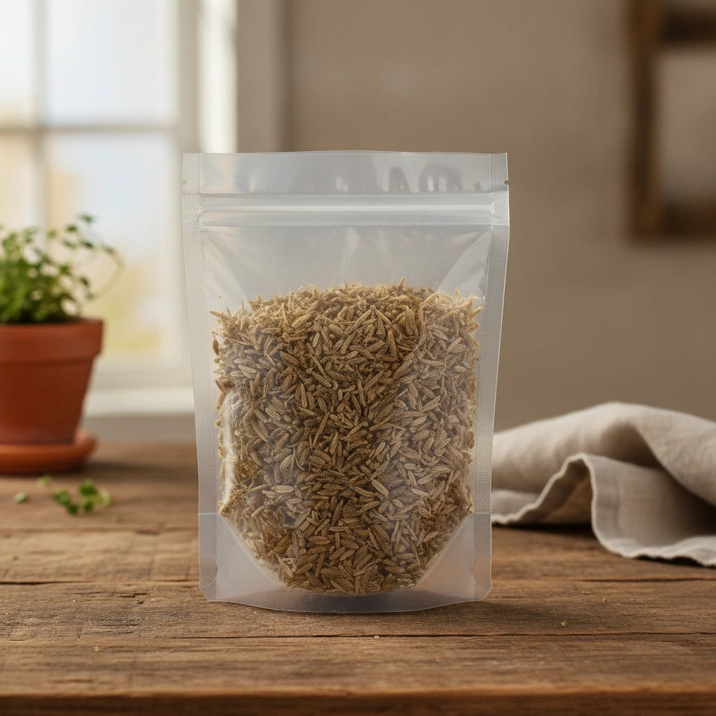 Feverfew Herb Cut (Tanacetum Parthenium) | The herb/berry/powder/fruit/root/bark that is in the black bowl, i would like it to shown in a plastic stand up resalable pouch that is clear.