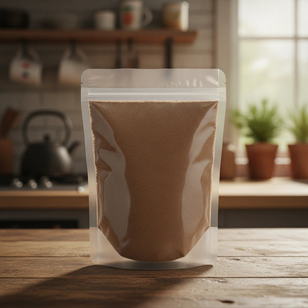Flixweed Seed Powder (Descurainia Sophia) | The herb/berry/powder/fruit/root/bark that is in the black bowl, i would like it to shown in a plastic stand up resalable pouch that is clear.