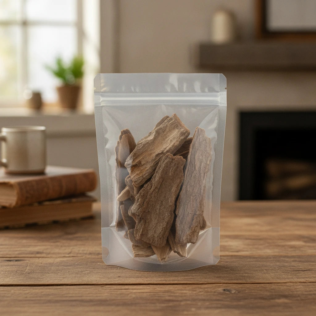 Fringe Tree Bark Whole (Chionanthus Virginica) | The herb/berry/powder/fruit/root/bark that is in the black bowl, i would like it to shown in a plastic stand up resalable pouch that is clear.