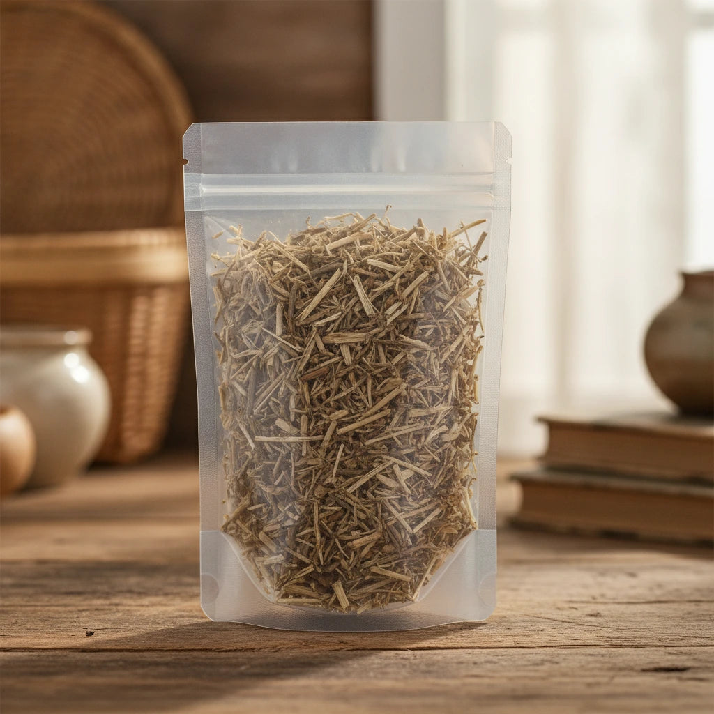 Frog’s Herb Whole (Eryngium Carlinae) | The herb/berry/powder/fruit/root/bark that is in the black bowl, i would like it to shown in a plastic stand up resalable pouch that is clear.