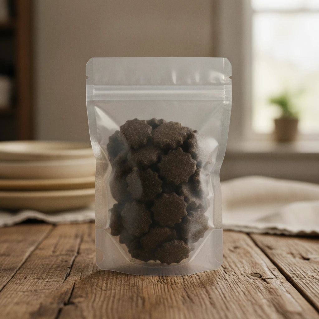 Gac Seed Whole (Momordica Cochinchinensis) | The herb/berry/powder/fruit/root/bark/seeds that is in the black bowl, i would like it to shown in a plastic stand up resalable pouch that is clear.