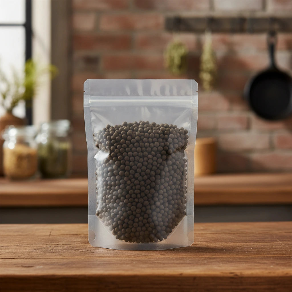 Garden Balsam Seed Whole (Impatiens Balsamina) | The herb/berry/powder/fruit/root/bark/seeds that is in the black bowl, i would like it to shown in a plastic stand up resalable pouch that is clear.