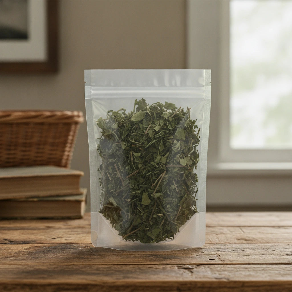Garden Balsam Stem Whole (Impatiens Balsamina) | The herb/berry/powder/fruit/root/bark that is in the black bowl, i would like it to shown in a plastic stand up resalable pouch that is clear.