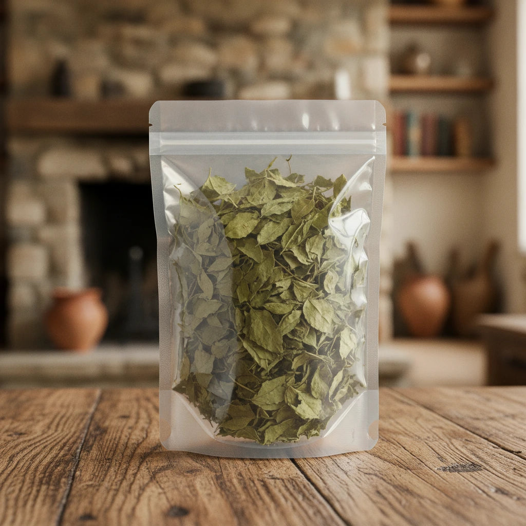 Ginseng Leaf Whole (Panax Ginseng) | The herb/berry/powder/fruit/root/bark that is in the black bowl, i would like it to shown in a plastic stand up resalable pouch that is clear.