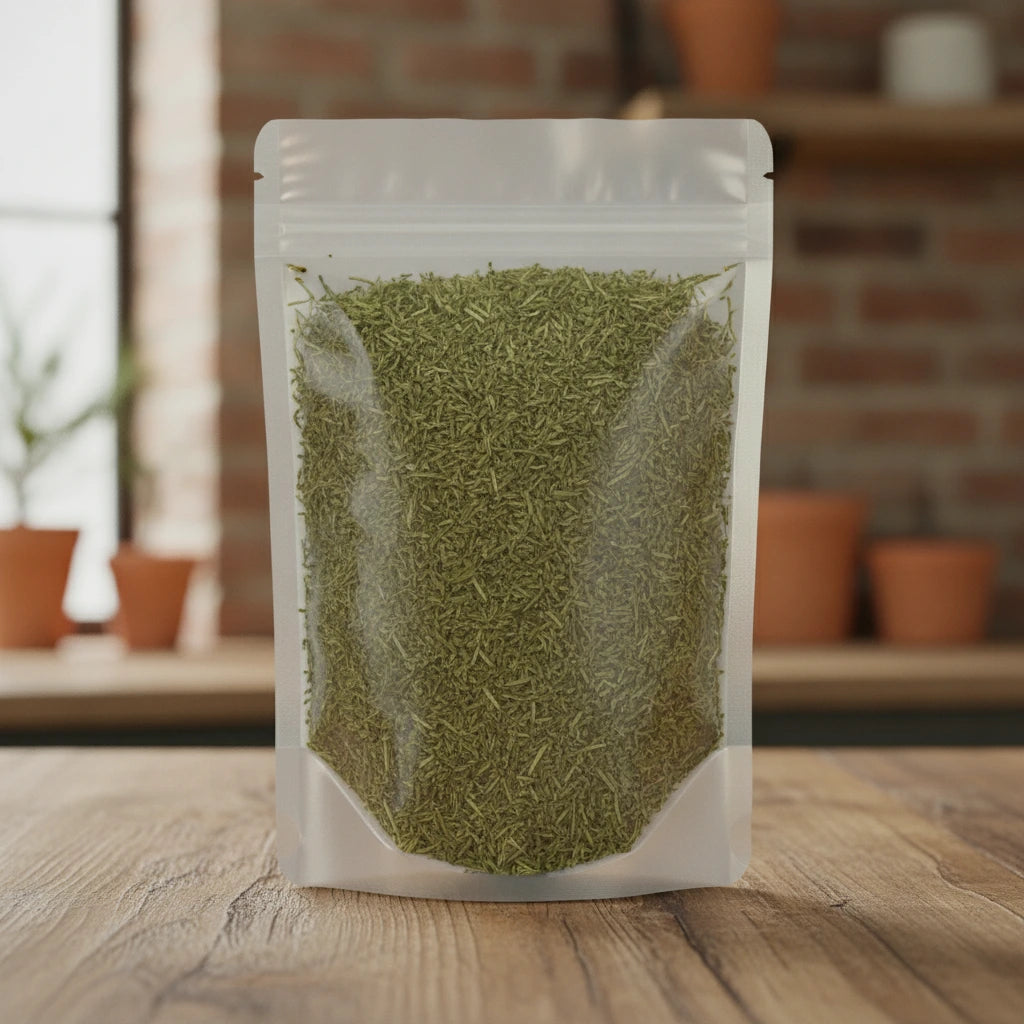 Gotu Kola Herb Cut (Centella Asiatica) | The herb/berry/powder/fruit/root/bark that is in the black bowl, i would like it to shown in a plastic stand up resalable pouch that is clear.