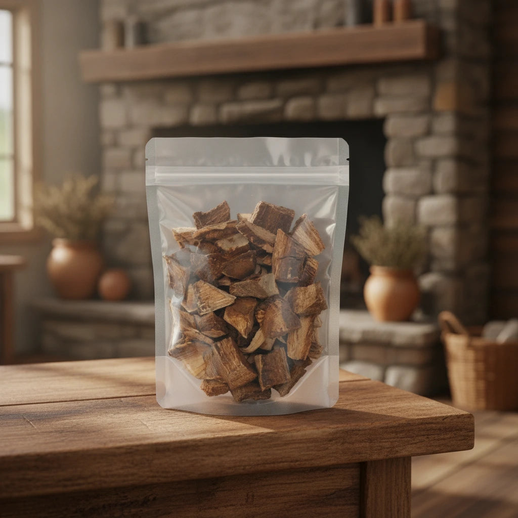 Gumbo Limbo Bark Pieces (Bursera Simaruba) | The herb/berry/powder/fruit/root/bark that is in the black bowl, i would like it to shown in a plastic stand up resalable pouch that is clear.