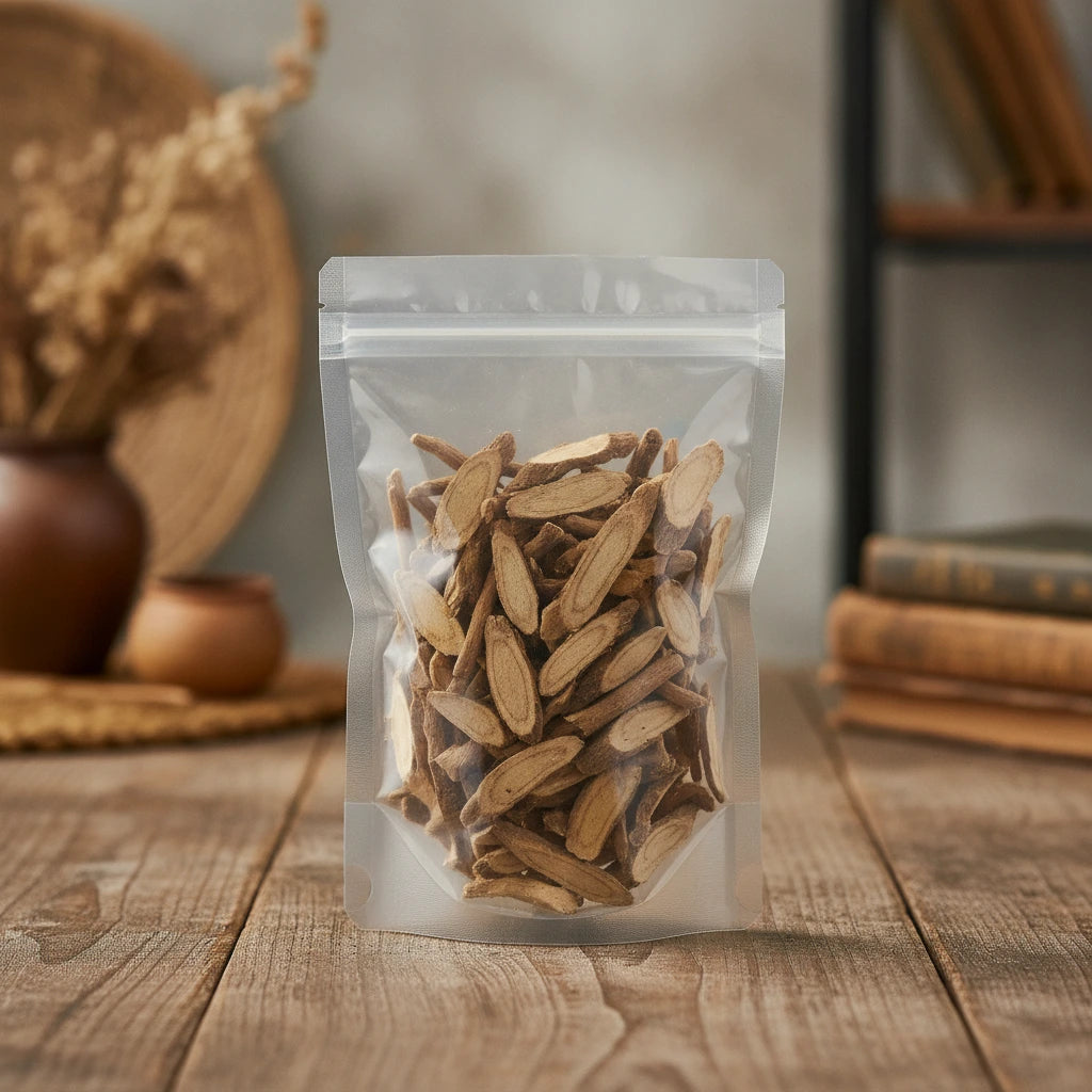 Honeysuckle Stem Cut (Lonicera Japonica) | The herb/berry/powder/fruit/root/bark that is in the black bowl, i would like it to shown in a plastic stand up resalable pouch that is clear.