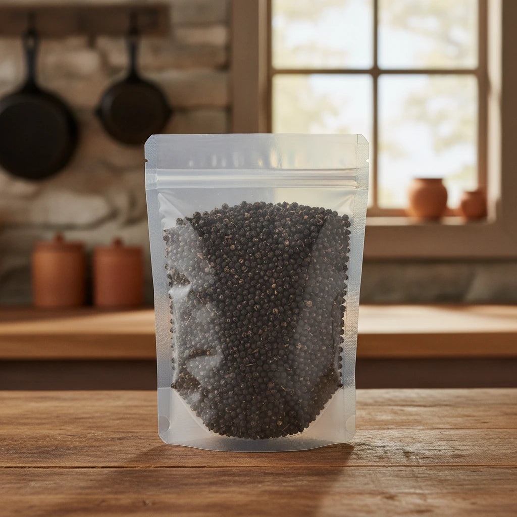 Indian Mallow Seeds Whole (Malva Verticillata) | The herb/berry/powder/fruit/root/bark/seeds that is in the black bowl, i would like it to shown in a plastic stand up resalable pouch that is clear.