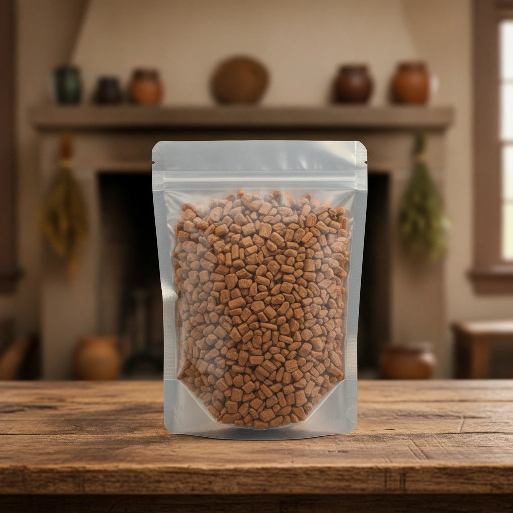 Korintje Cinnamon Chips (Cinnamomum Burmannii) | The herb/berry/powder/fruit/root/bark that is in the black bowl, i would like it to shown in a plastic stand up resalable pouch that is clear.