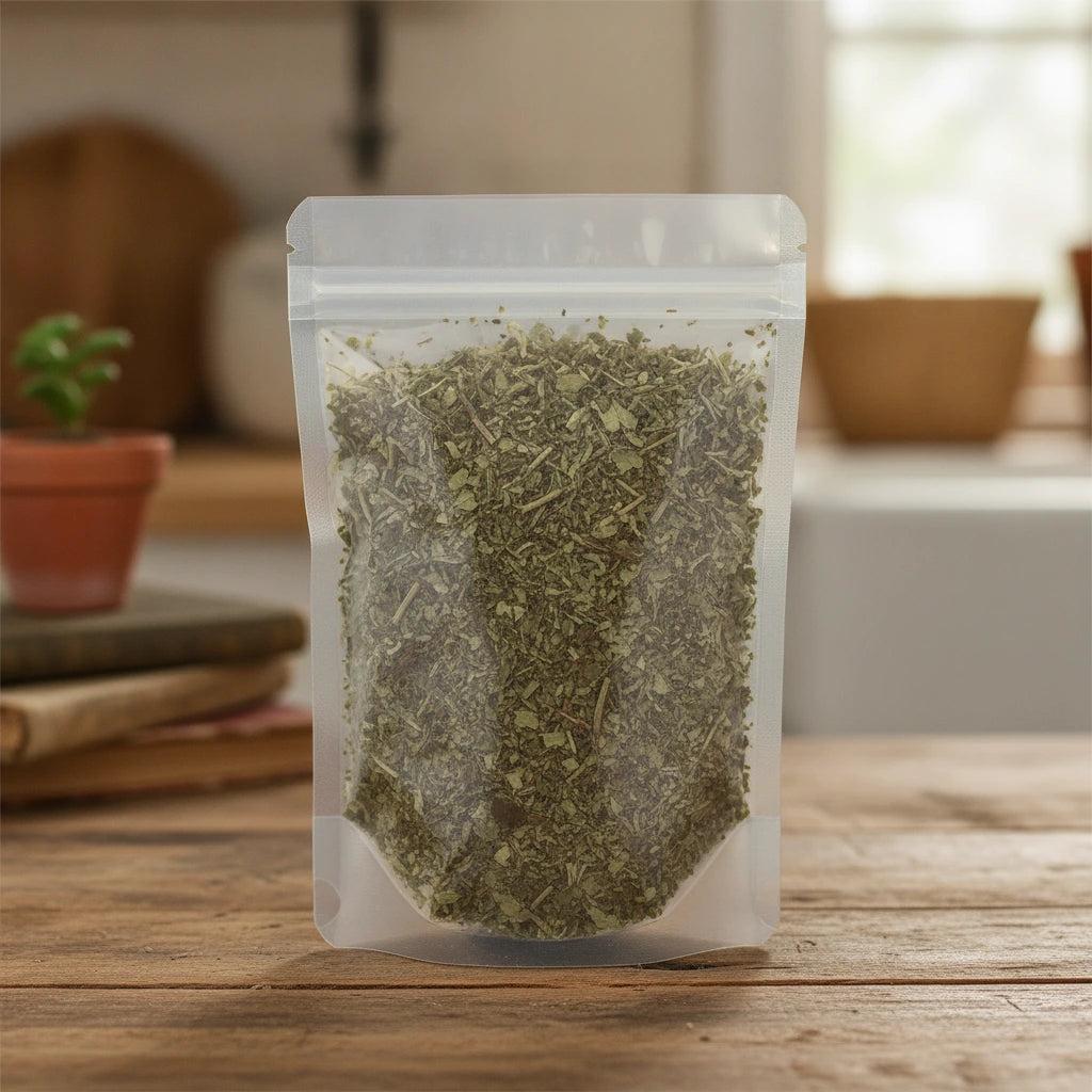 Lobelia Herb Cut (Lobelia Inflata) | The herb/berry/powder/fruit/root/bark that is in the black bowl, i would like it to shown in a plastic stand up resalable pouch that is clear.