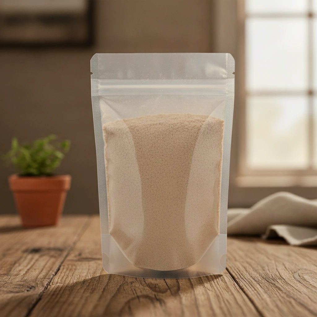Mandrake Root Powder (Podophyllum Peltatum) | The herb/berry/powder/fruit/root/bark that is in the black bowl, i would like it to shown in a plastic stand up resalable pouch that is clear.
