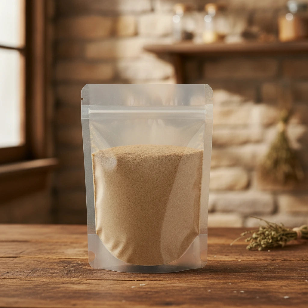 Milk Thistle Seed Powder (Silybum Marianum) | The herb/berry/powder/fruit/root/bark that is in the black bowl, i would like it to shown in a plastic stand up resalable pouch that is clear.