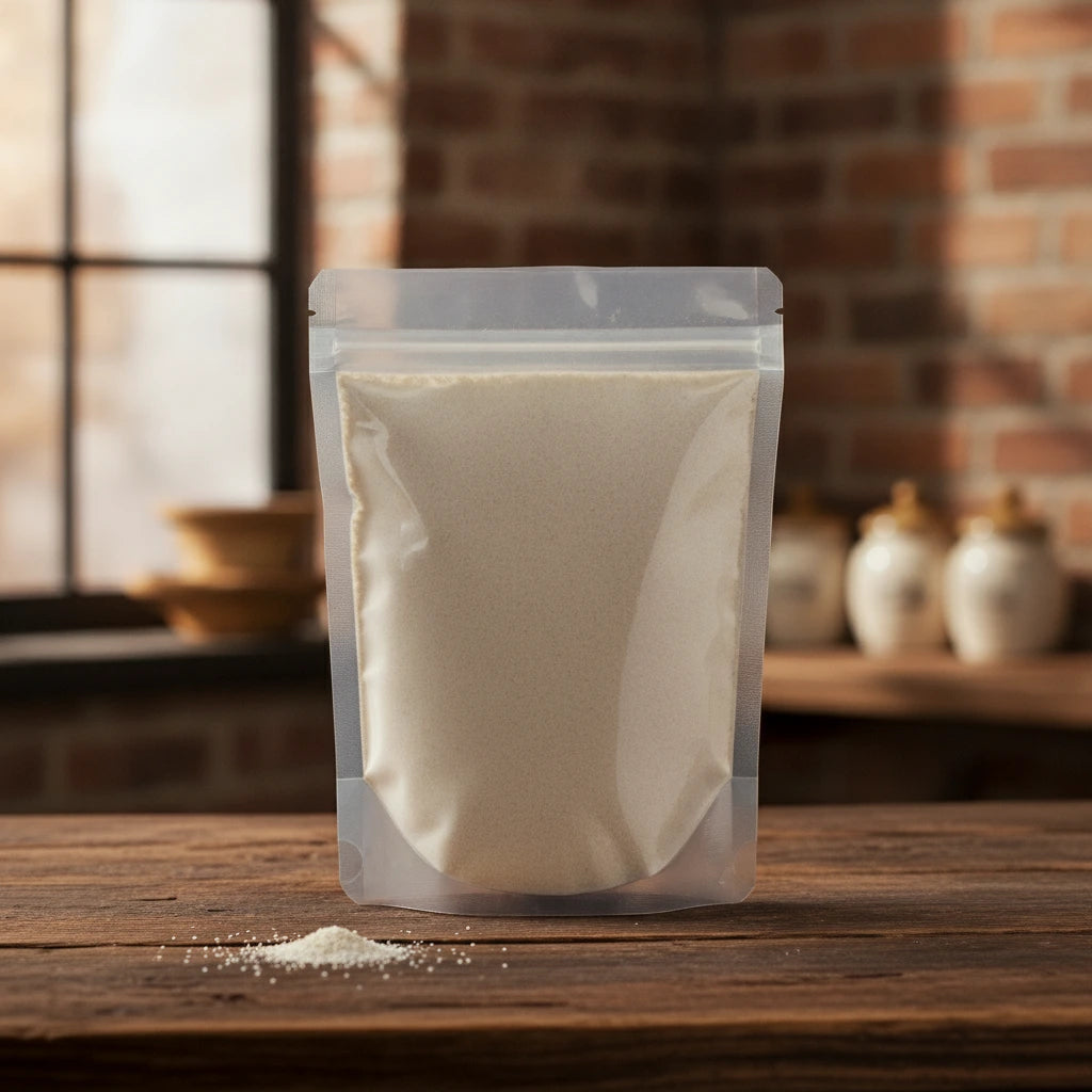 Pearl Powder (Hyriopsis Spp.) | The herb/berry/powder/fruit/root/bark that is in the black bowl, i would like it to shown in a plastic stand up resalable pouch that is clear.