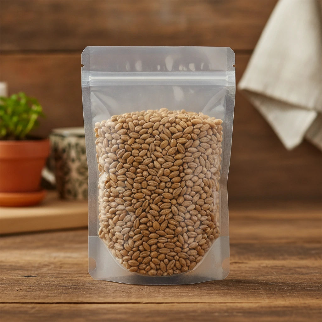 Prepared Rice Sprouts Whole (Oryza Sativa) | The herb/berry/powder/fruit/root/bark that is in the black bowl, i would like it to shown in a plastic stand up resalable pouch that is clear.