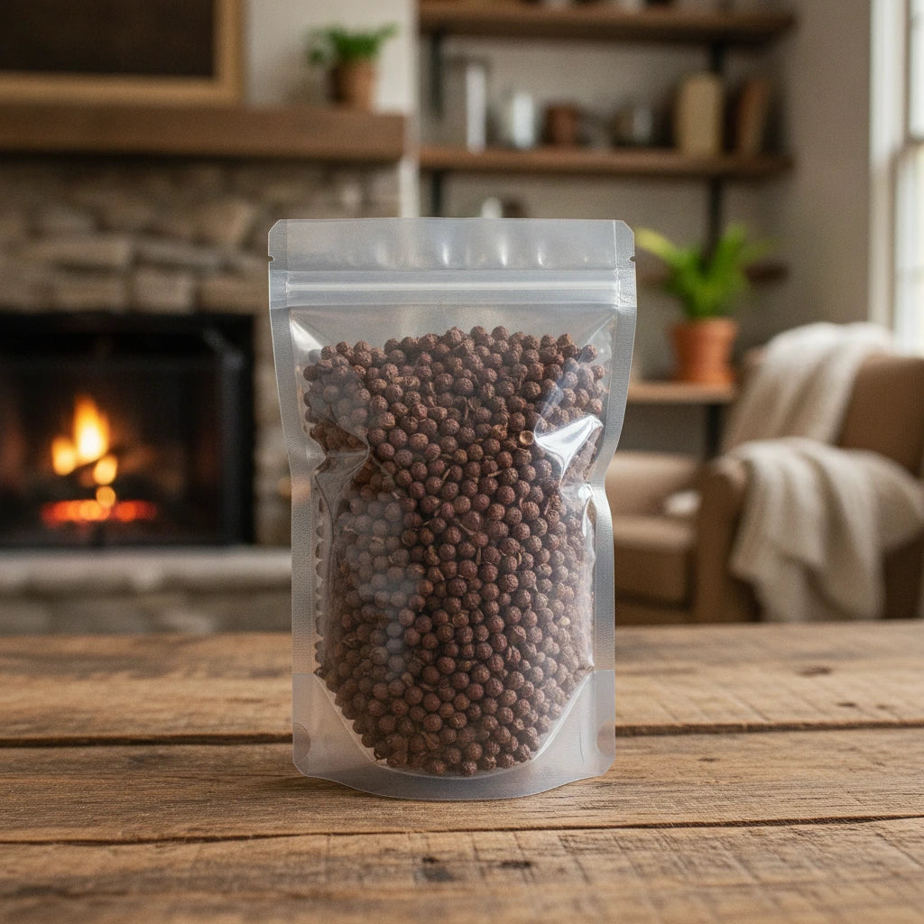 Prickly Ash Berries Whole (Zanthoxylum Clava-Herulis) | The herb/berry/powder/fruit that is in the black bowl, i would like it to shown in a plastic stand up resalable bag that is clear.
