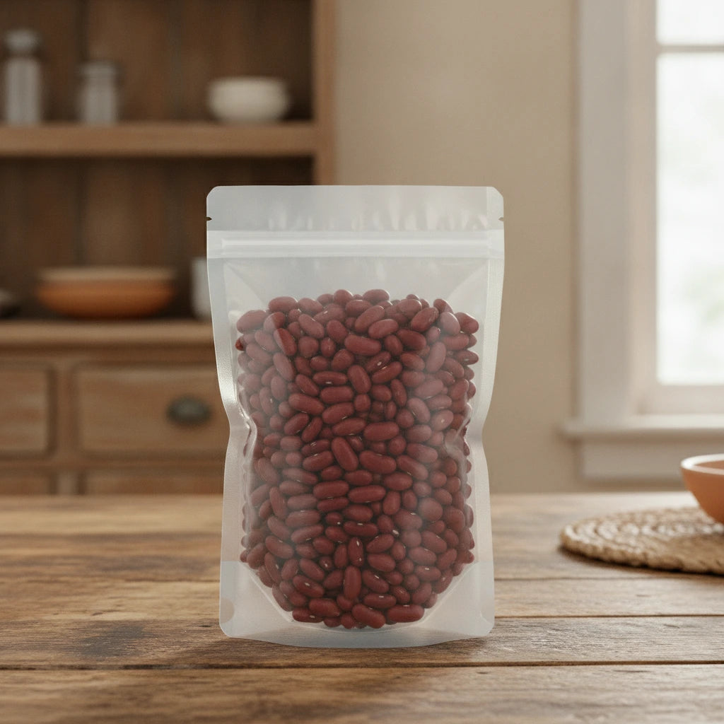 Red Kidney Beans Whole (Phaseolus Vulgaris) | The herb/berry/powder/fruit/root/bark that is in the black bowl, i would like it to shown in a plastic stand up resalable pouch that is clear.