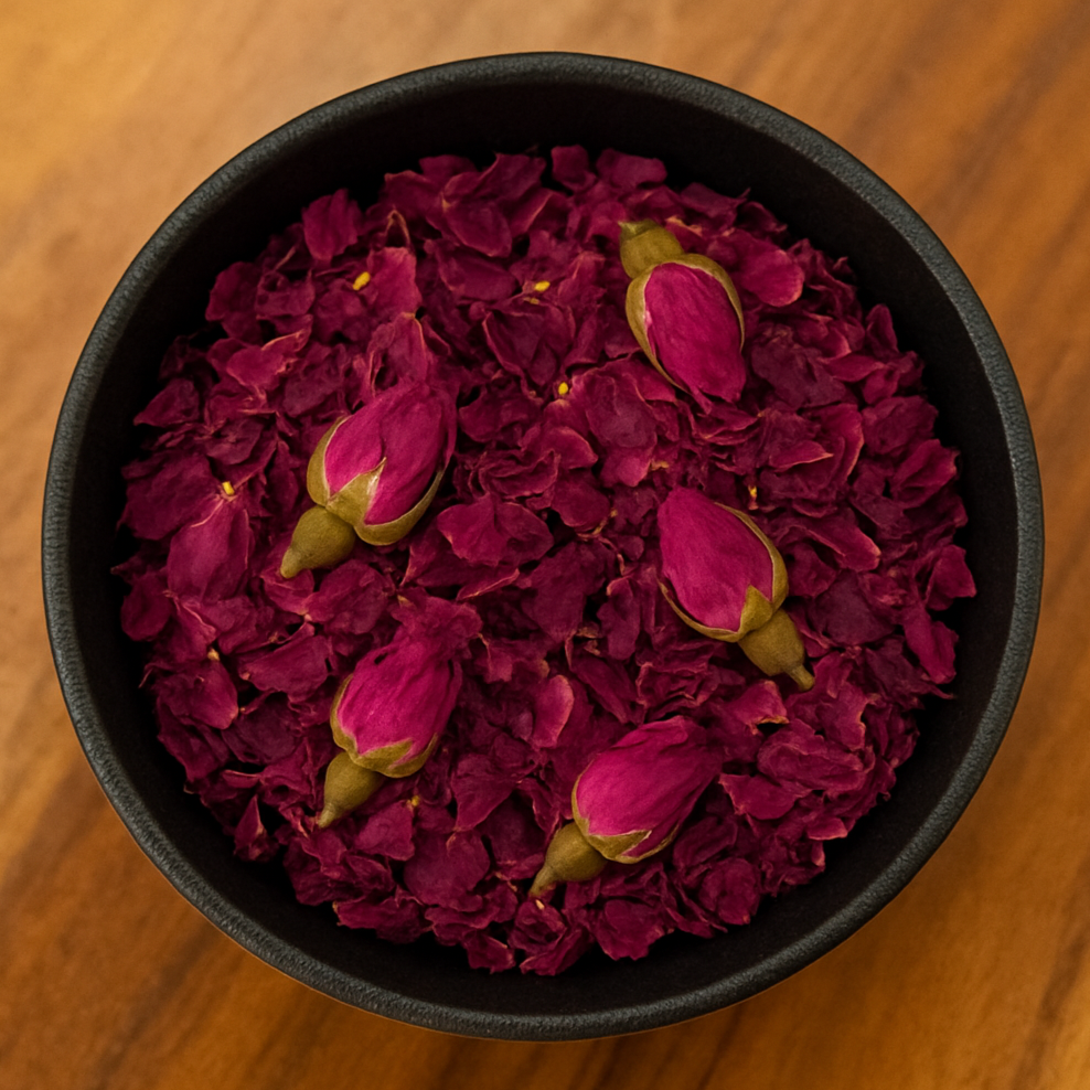 Red Rose Buds & Petals Whole (Rosa Centifolia)