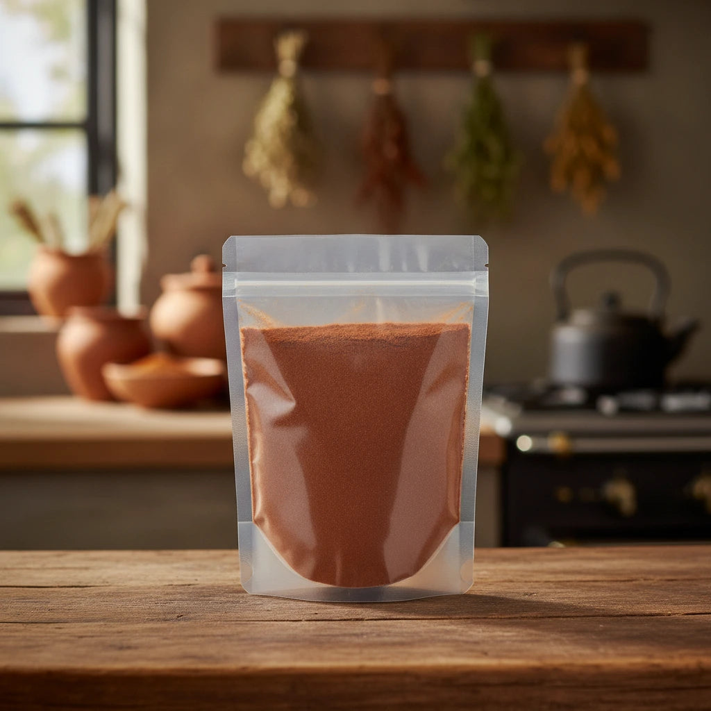 Red Sage Root Powder (Salvia Miltiorrhiza) | The herb/berry/powder/fruit/root/bark that is in the black bowl, i would like it to shown in a plastic stand up resalable pouch that is clear.