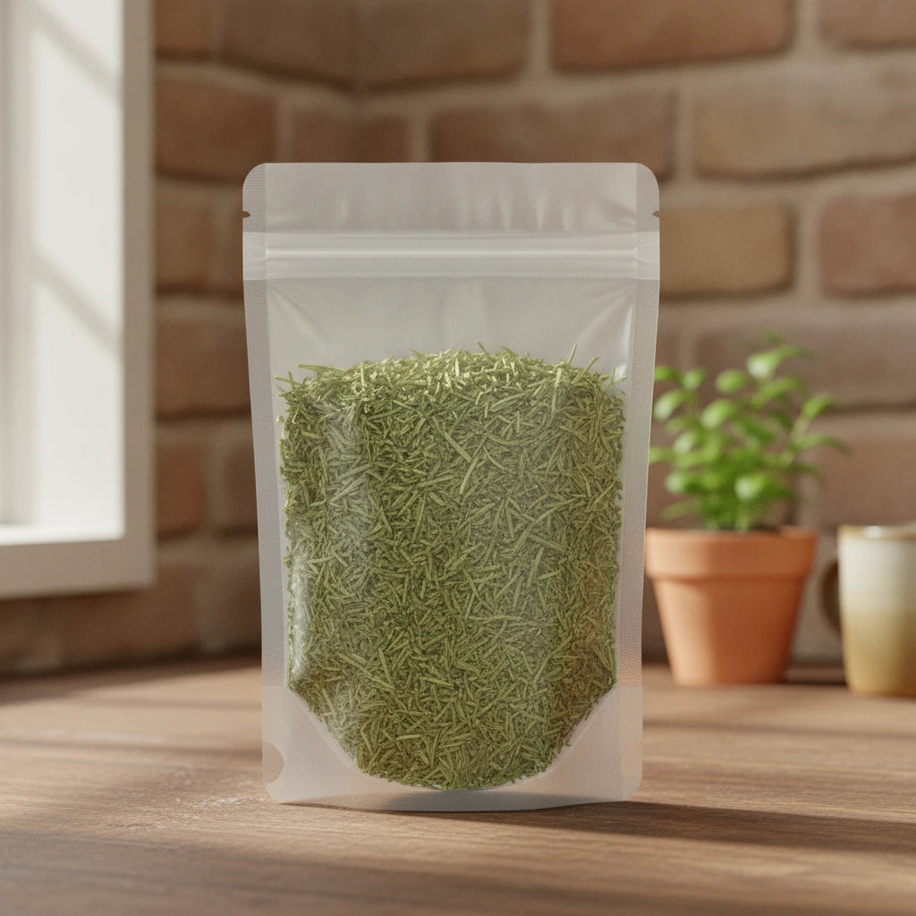Savory Leaf Cut (Satureja Hortensis) | The herb/berry/powder/fruit/root/bark that is in the black bowl, i would like it to shown in a plastic stand up resalable pouch that is clear.