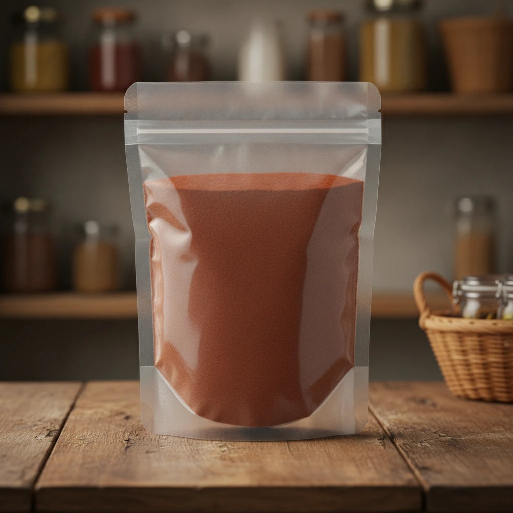 Saw Palmetto Berry Powder (Serenoa Repens) | The herb/berry/powder/fruit/root/bark that is in the black bowl, i would like it to shown in a plastic stand up resalable pouch that is clear.