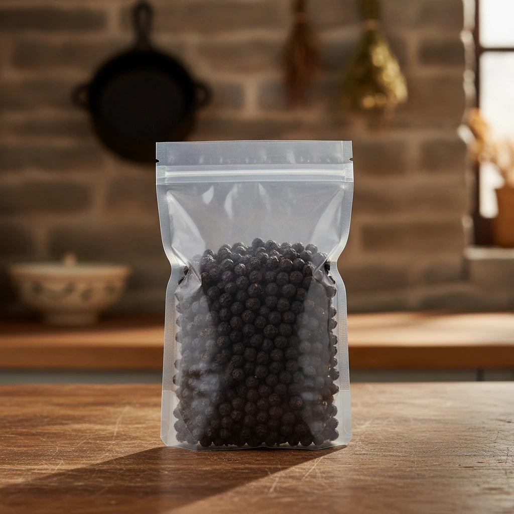 Schisandra Berry Whole (Schizandrae Chinensis) | The herb/berry/powder/fruit that is in the black bowl, i would like it to shown in a plastic stand up resalable bag that is clear.