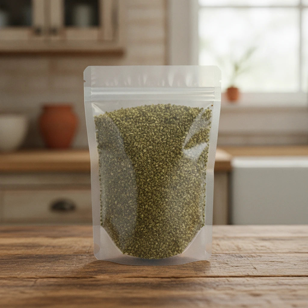 Sophora Flower Bud Whole (Sophora Japonica) | The herb/berry/powder/fruit/root/bark that is in the black bowl, i would like it to shown in a plastic stand up resalable pouch that is clear.