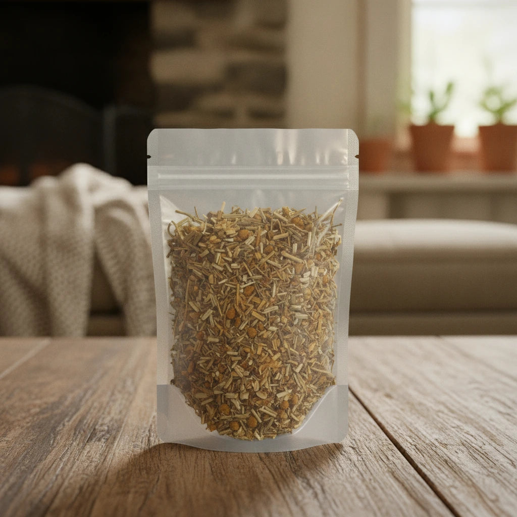 Tansy Herb Cut (Tanacetum Vulgare) | The herb/berry/powder/fruit/root/bark that is in the black bowl, i would like it to shown in a plastic stand up resalable pouch that is clear.