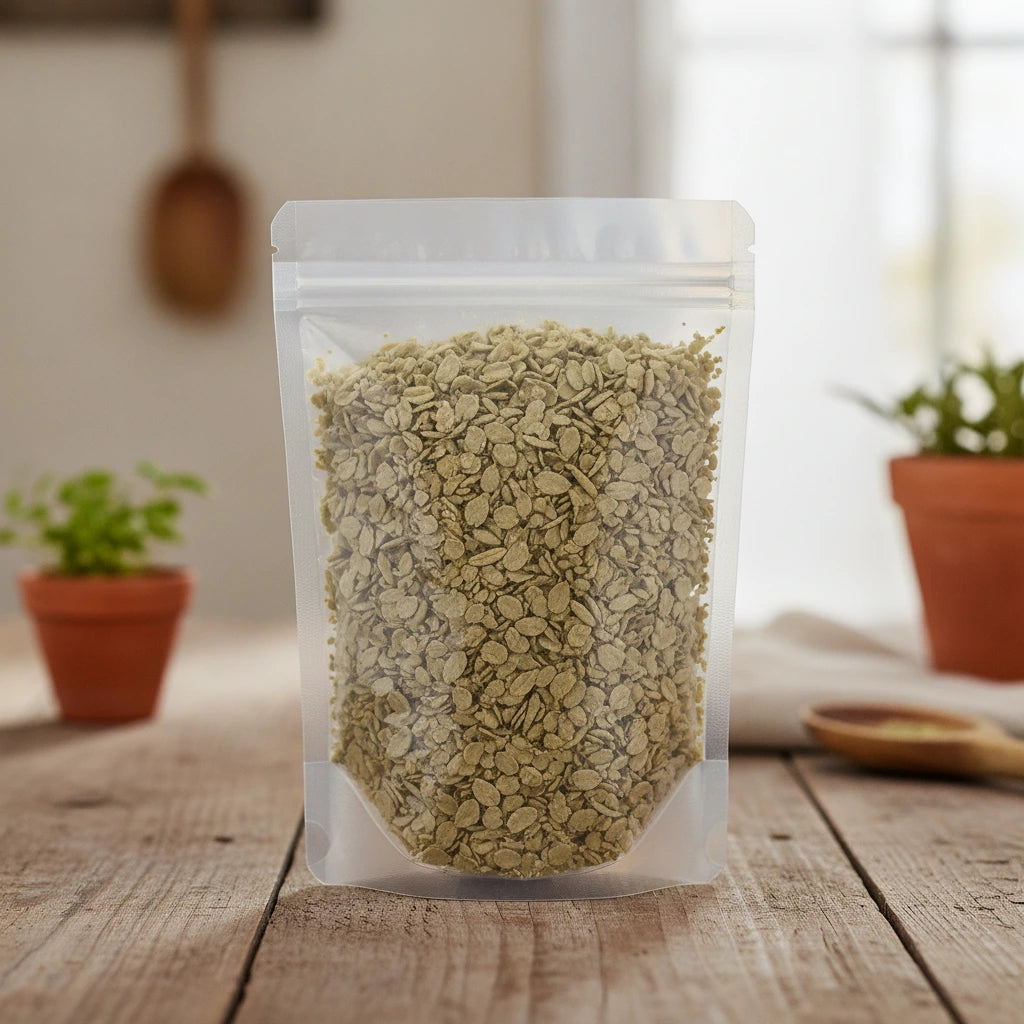 Texas Sage Herb Cut (Leucophyllum Frutescens) | The herb/berry/powder/fruit/root/bark that is in the black bowl, i would like it to shown in a plastic stand up resalable pouch that is clear.