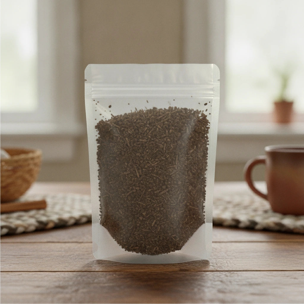 Valerian Root Cut (Valeriana Officinalis) | The herb/berry/powder/fruit/root/bark that is in the black bowl, i would like it to shown in a plastic stand up resalable pouch that is clear.