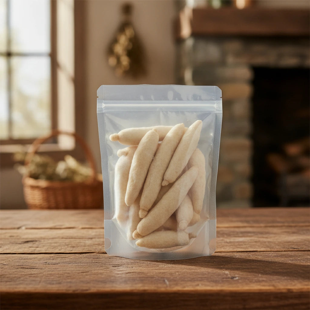 White Sugar Ginseng Whole (Panax Ginseng C.A. Mey) | The herb/berry/powder/fruit/root/bark that is in the black bowl, i would like it to shown in a plastic stand up resalable pouch that is clear.