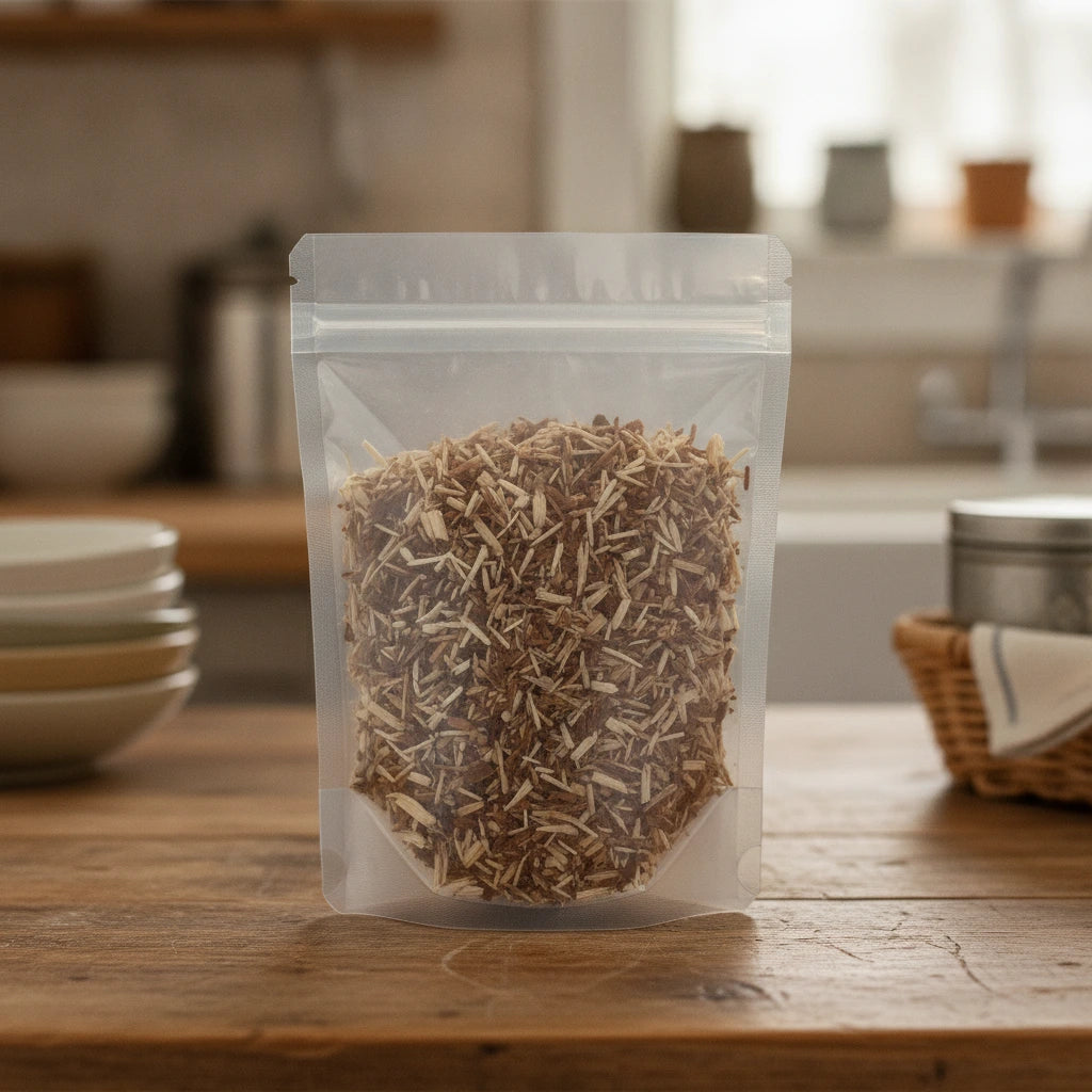 White Willow Bark Cut (Salix Alba) | The herb/berry/powder/fruit/root/bark that is in the black bowl, i would like it to shown in a plastic stand up resalable pouch that is clear.