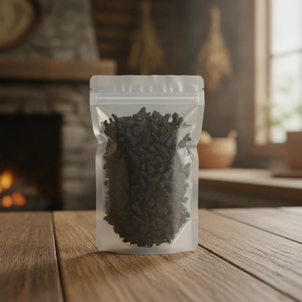 Wild Aconite Root (Prepared) (Aconitum Kusnezoffii) | The herb/berry/powder/fruit/root/bark that is in the black bowl, i would like it to shown in a plastic stand up resalable pouch that is clear.