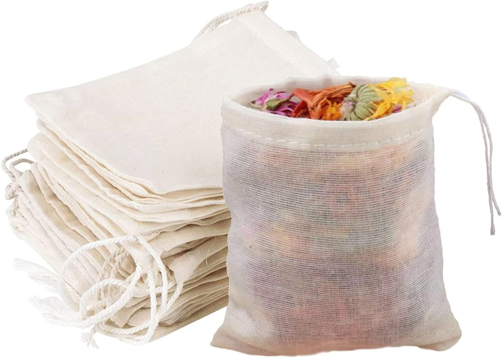 4" Reusable Cotton Tea Bag with Drawstring