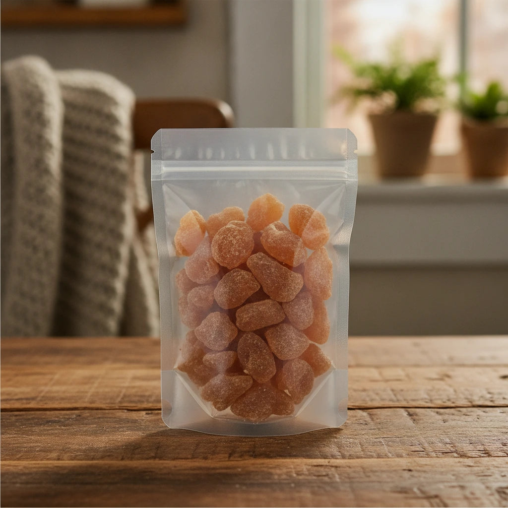 Acacia Gum Resin Pieces (Acacia Senegal) | The herb/berry/powder/fruit/root/bark that is in the black bowl, i would like it to shown in a plastic stand up resalable pouch that is clear.